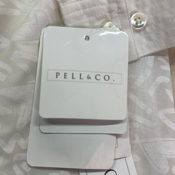 Pell & Co. Creamy White Graphic Silk Blend Buttondown Longsleeved Dress NWT S 4 - Picture 8 of 11